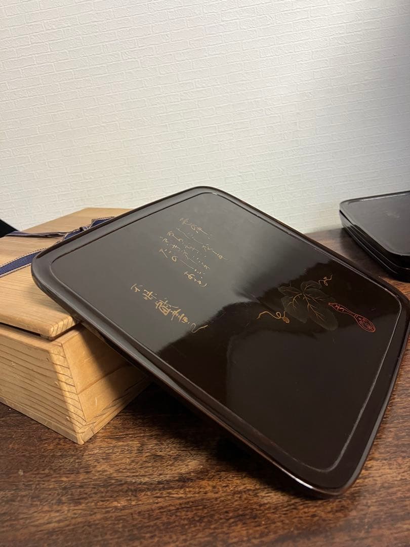 黑漆盆5枚セット 木箱付き