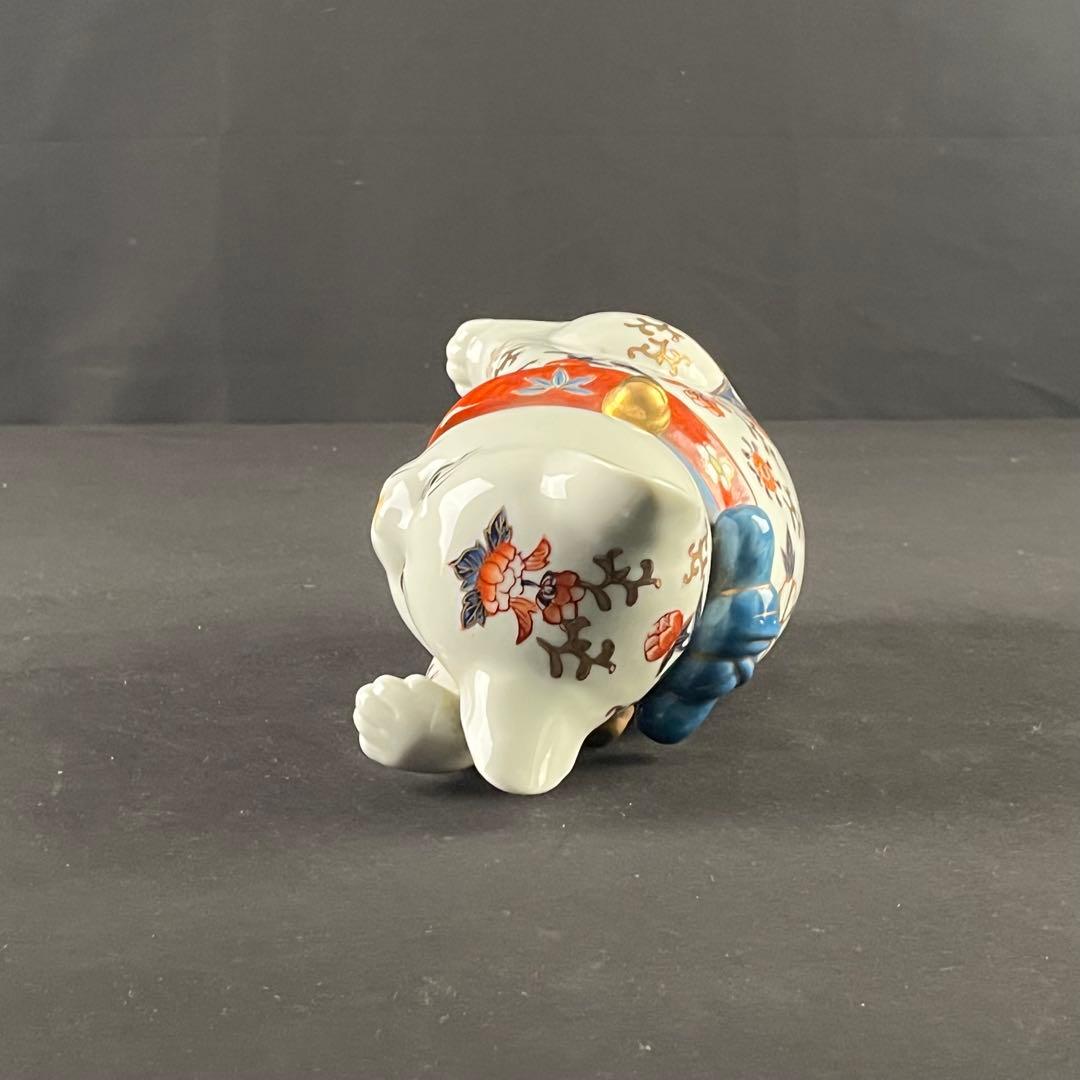 伊万里焼　金彩色絵　猫　陶器　置物　24センチ　招き猫　縁起物
