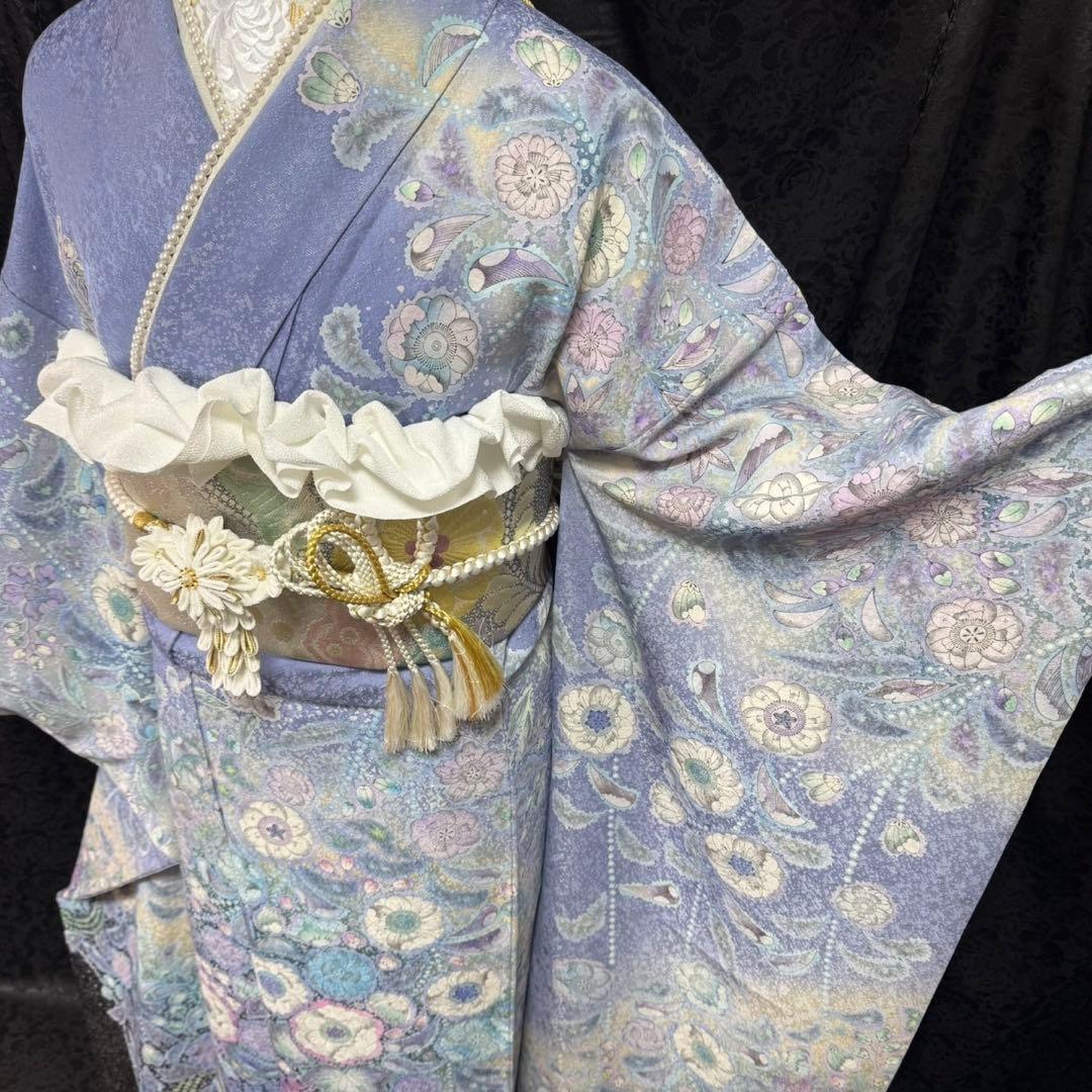 美品　辻が花　銀通し　辻ヶ花　ぼかし　逸品　フルセット　振袖　振り袖