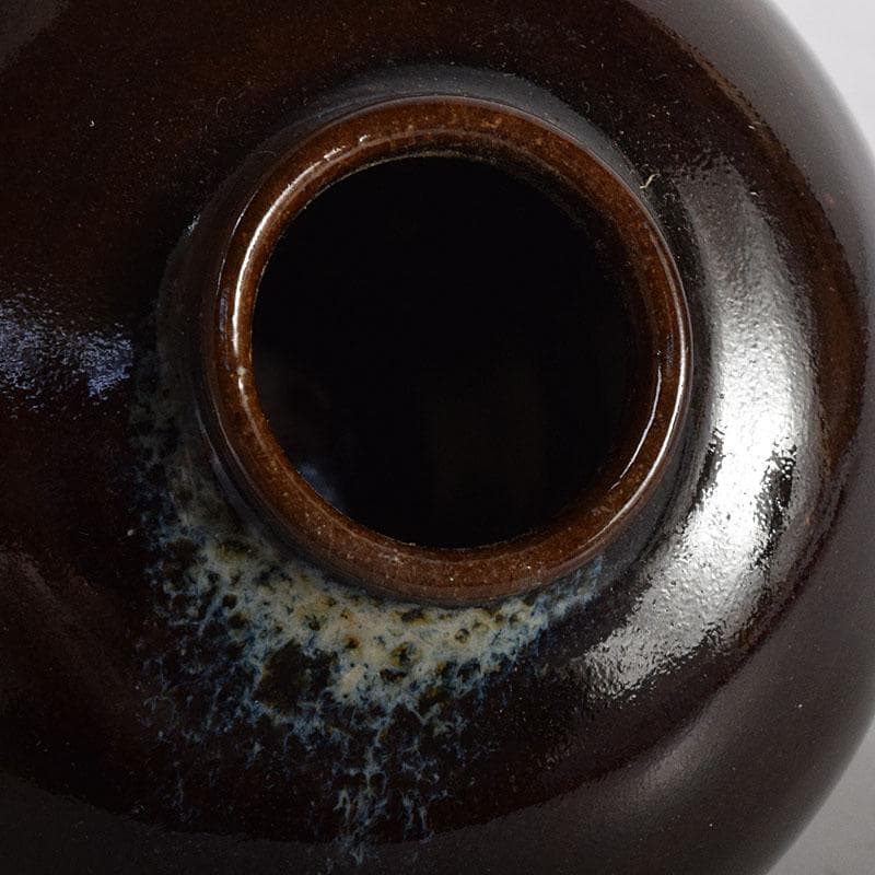 茶道具　京焼　清閑寺窯　杉田祥平造　国司茄子　茶入　仕覆付　共箱　V　8093