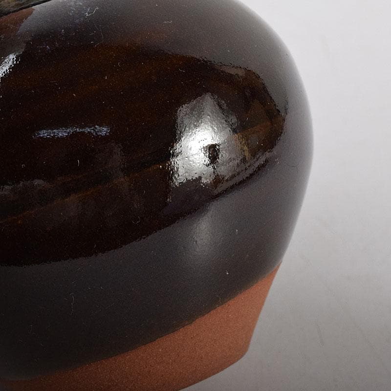 茶道具　京焼　清閑寺窯　杉田祥平造　国司茄子　茶入　仕覆付　共箱　V　8093