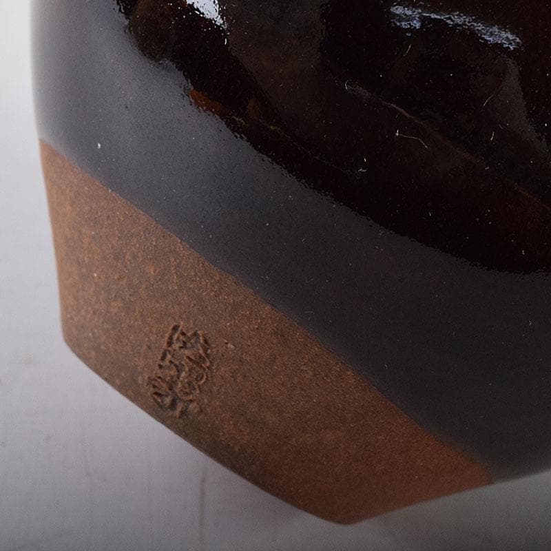 茶道具　京焼　清閑寺窯　杉田祥平造　国司茄子　茶入　仕覆付　共箱　V　8093