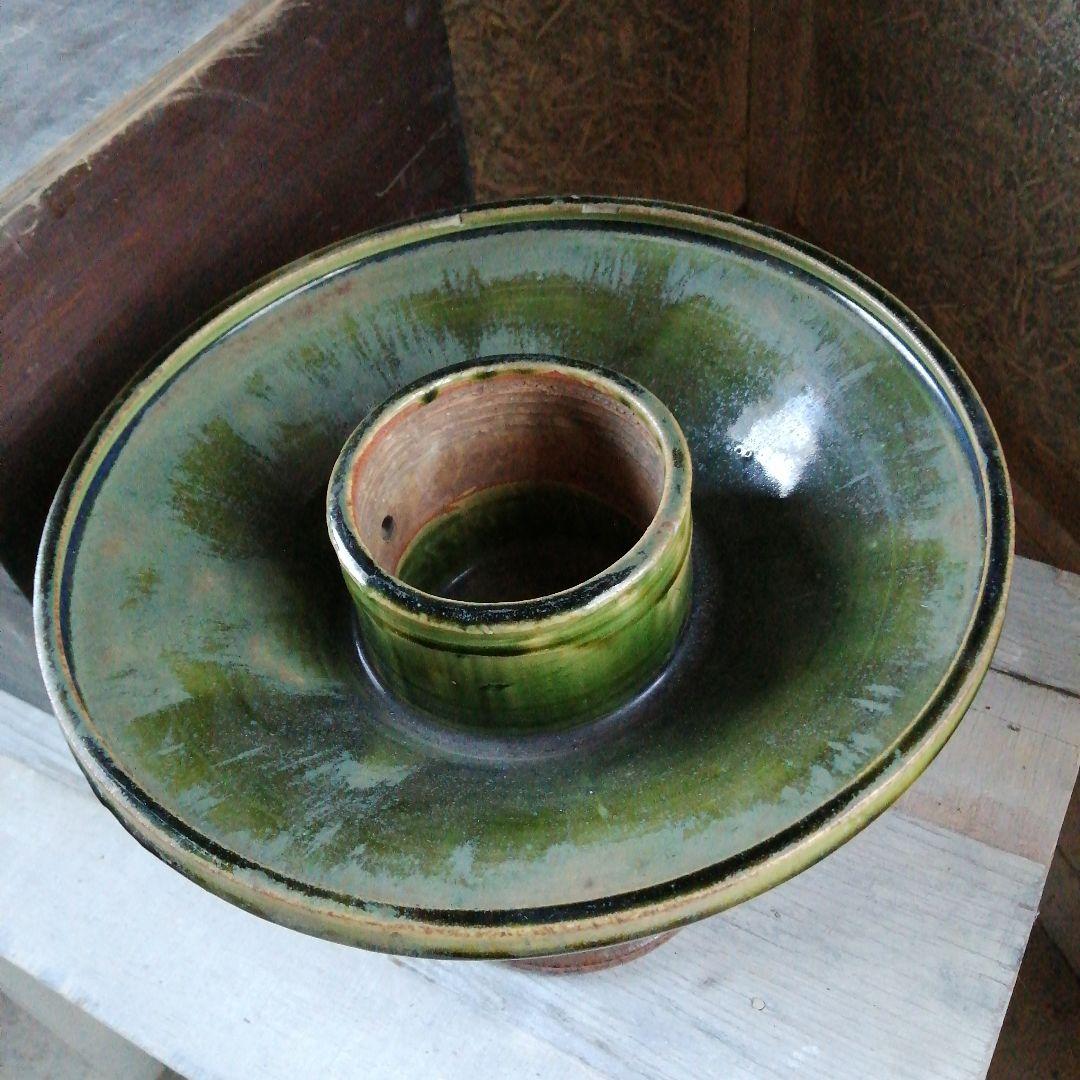 瀬戸焼　織部薄端　30cm　明治〜昭和初期