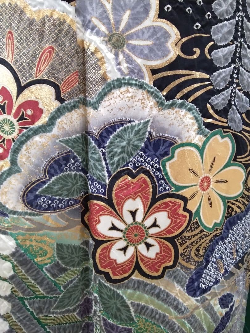 振袖フルセット、正絹絞り辻が花、成人式、重ね衿、帯揚げ帯締め、膨れ袋帯、襦袢