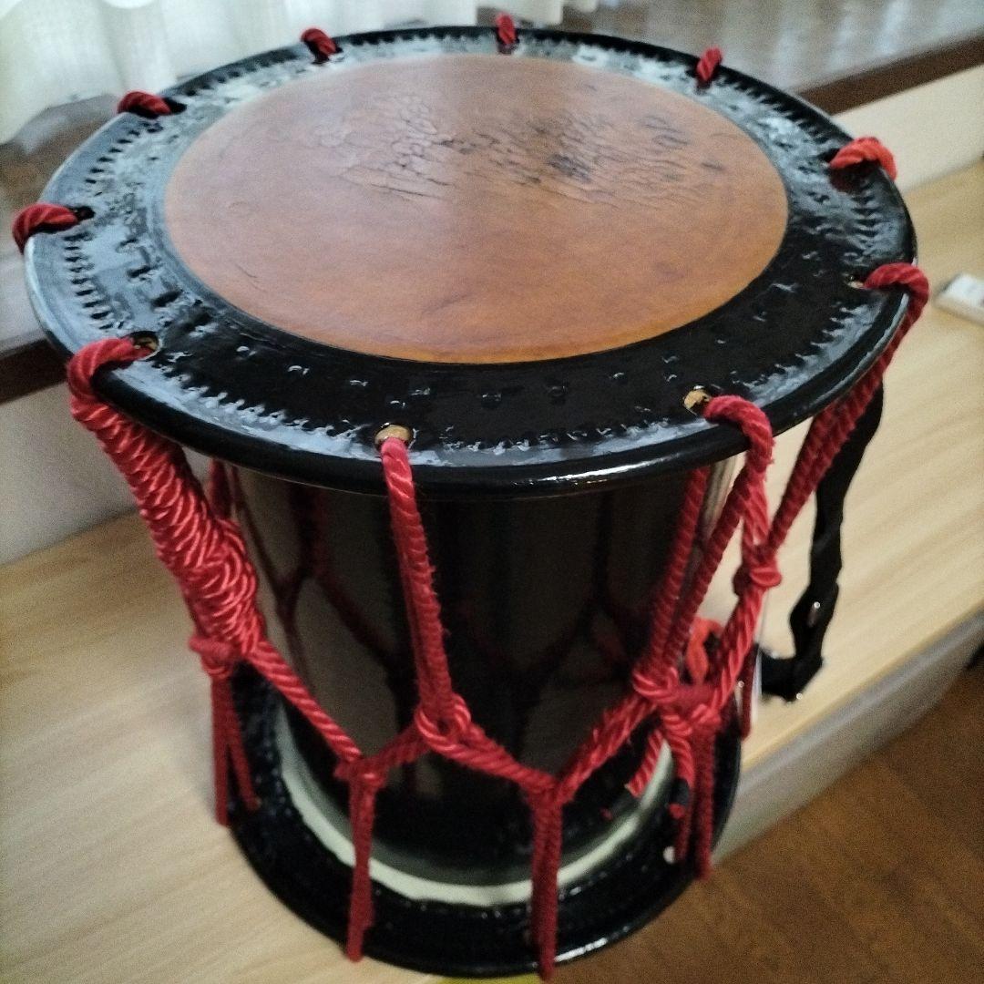 担ぎ太鼓1.2尺　締太鼓　和太鼓 　天然皮革　ストラップ付き　中古品⑫