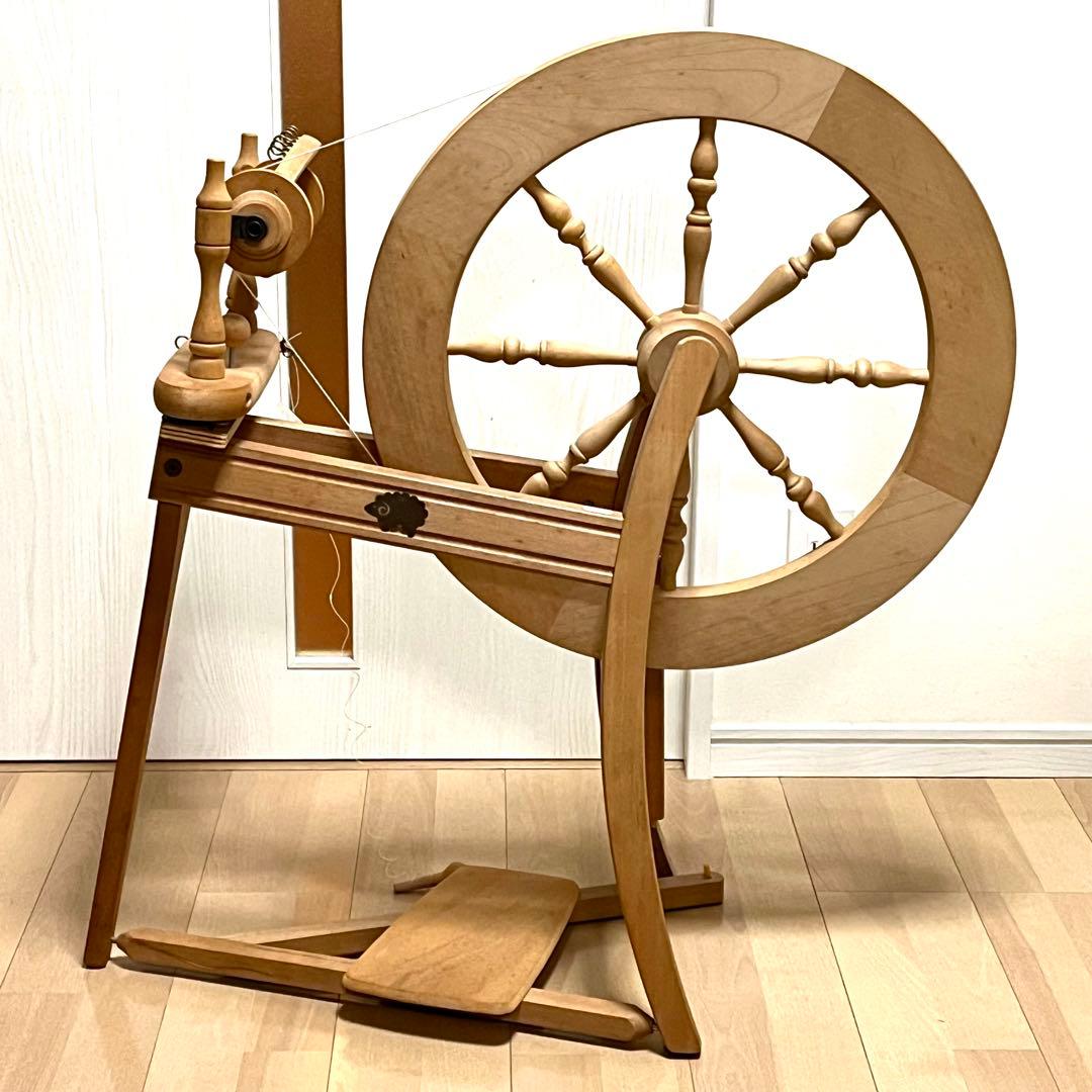 アシュフォード 木製糸車　糸巻　糸紡ぎ機　糸紡ぎ車　手紡ぎ機　紡毛機　羊毛　白木