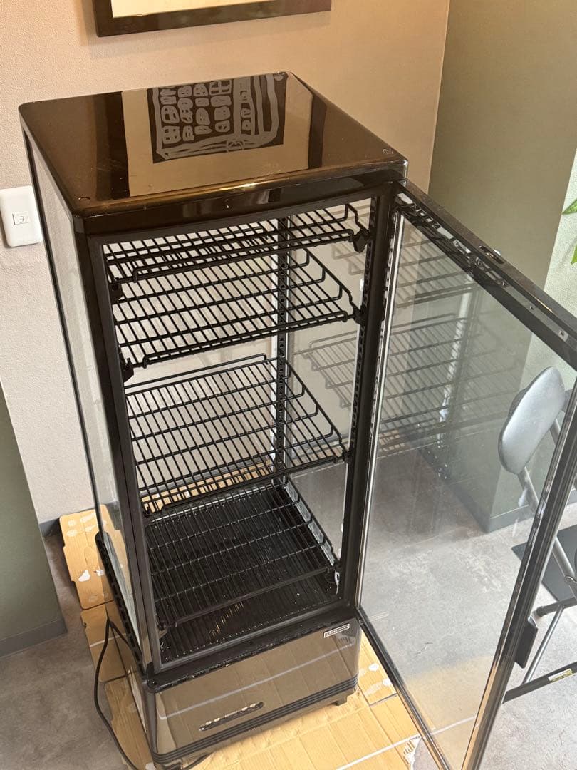 レマコム 4面ガラス冷蔵ショーケースR4G-120SLB (ブラック) 120L