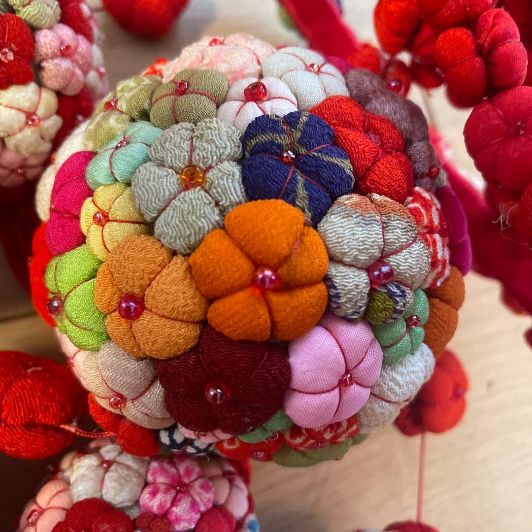 【希少レア】　ちりめん細工　吊るし飾り　雛飾り　縮緬　手毬 　七宝毬　手づくり