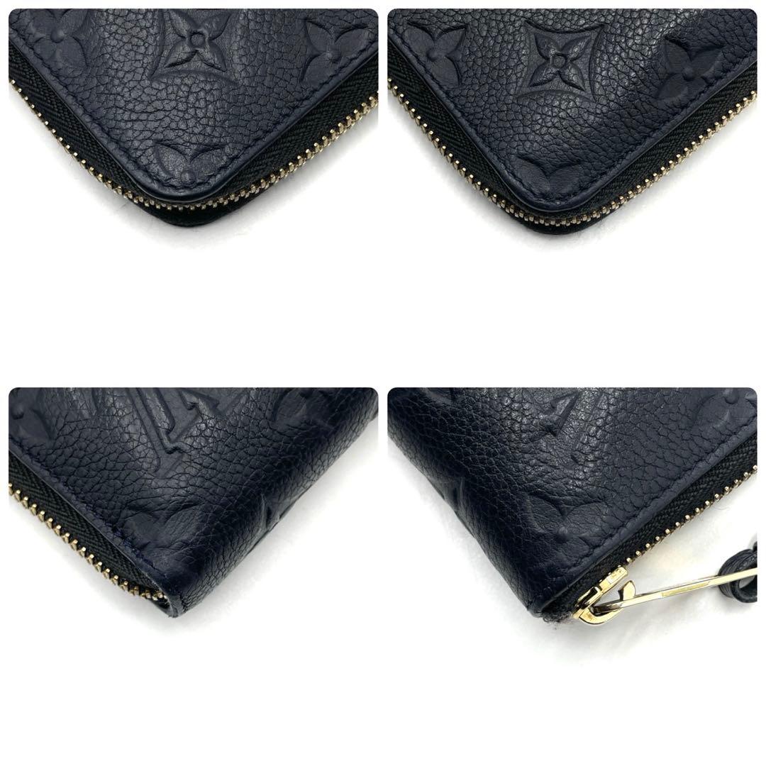 美品● ルイヴィトン アンプラント 折り財布 二つ折り ラウンドジップ ネイビー