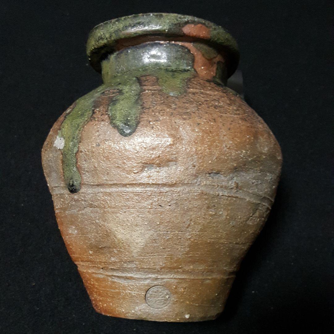 【古常滑】三筋壺　降物　趣ある窯くっつき　古物　お経の入れ物　三本の筋が特徴！！