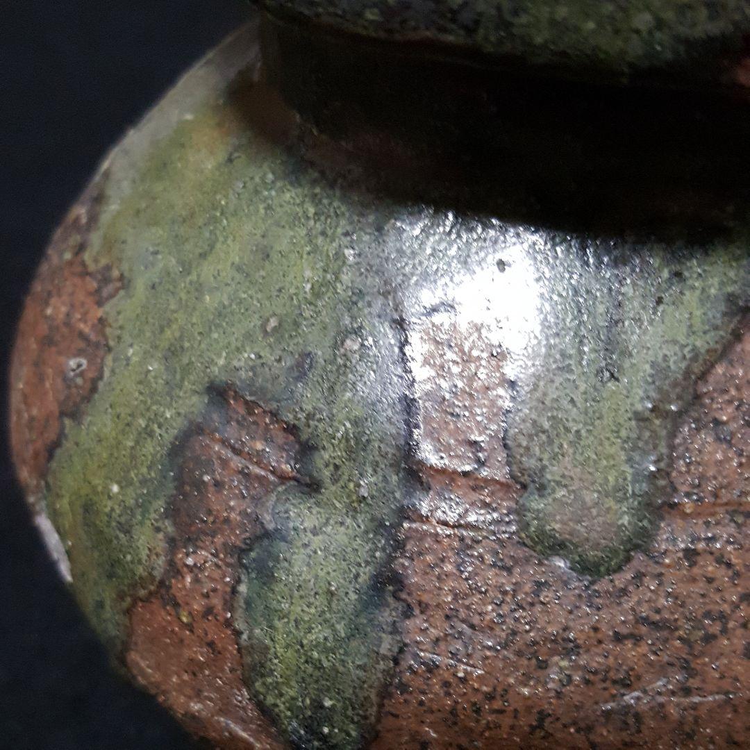 【古常滑】三筋壺　降物　趣ある窯くっつき　古物　お経の入れ物　三本の筋が特徴！！