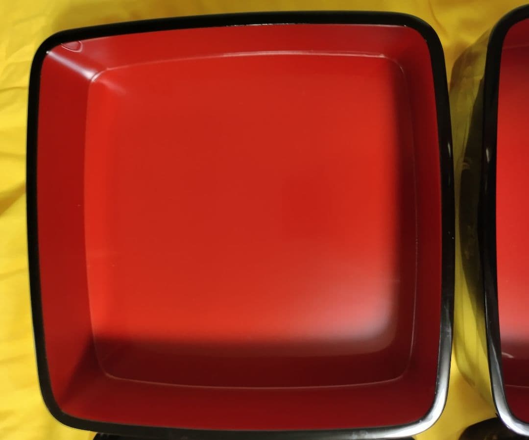 輪島塗　四君子沈金　胴張　三段重