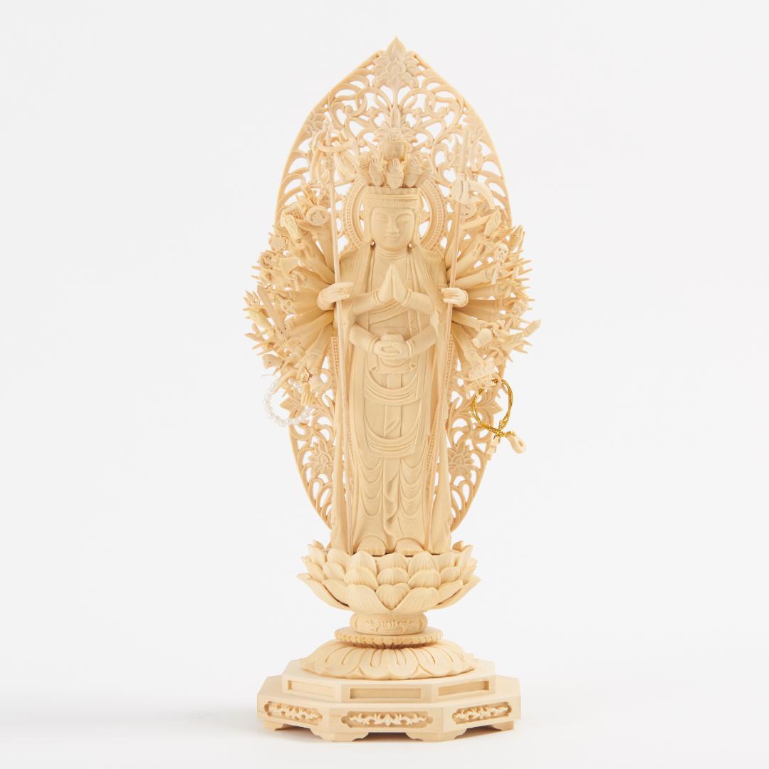 黄楊　４寸　立千手観音　仏像 035