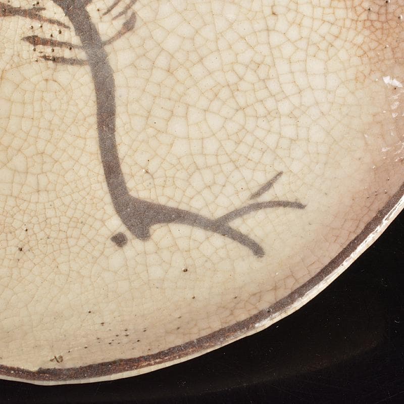 和食器　志野焼　絵志野　大橋秋二作　松文　銘々皿　五客　共箱　V　R7415