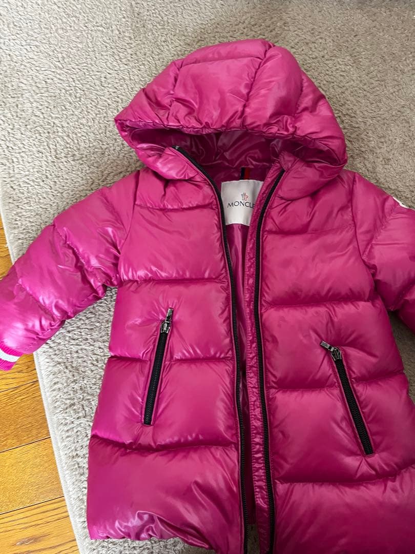 MONCLER フード付きダウンコート ピンク