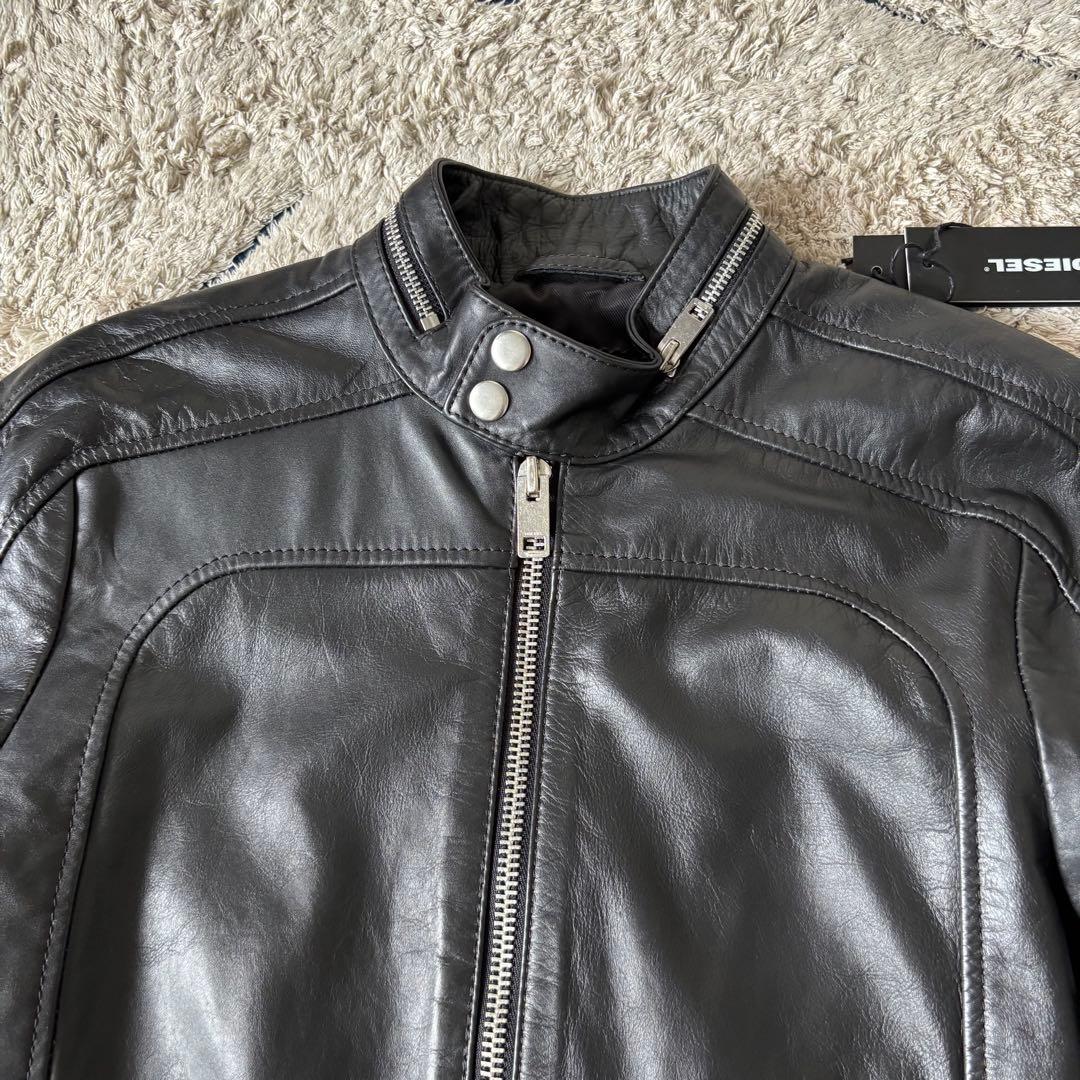 【タグあり✨】ディーゼル　レザージャケット　ライダース　シングル　ブラック　牛革