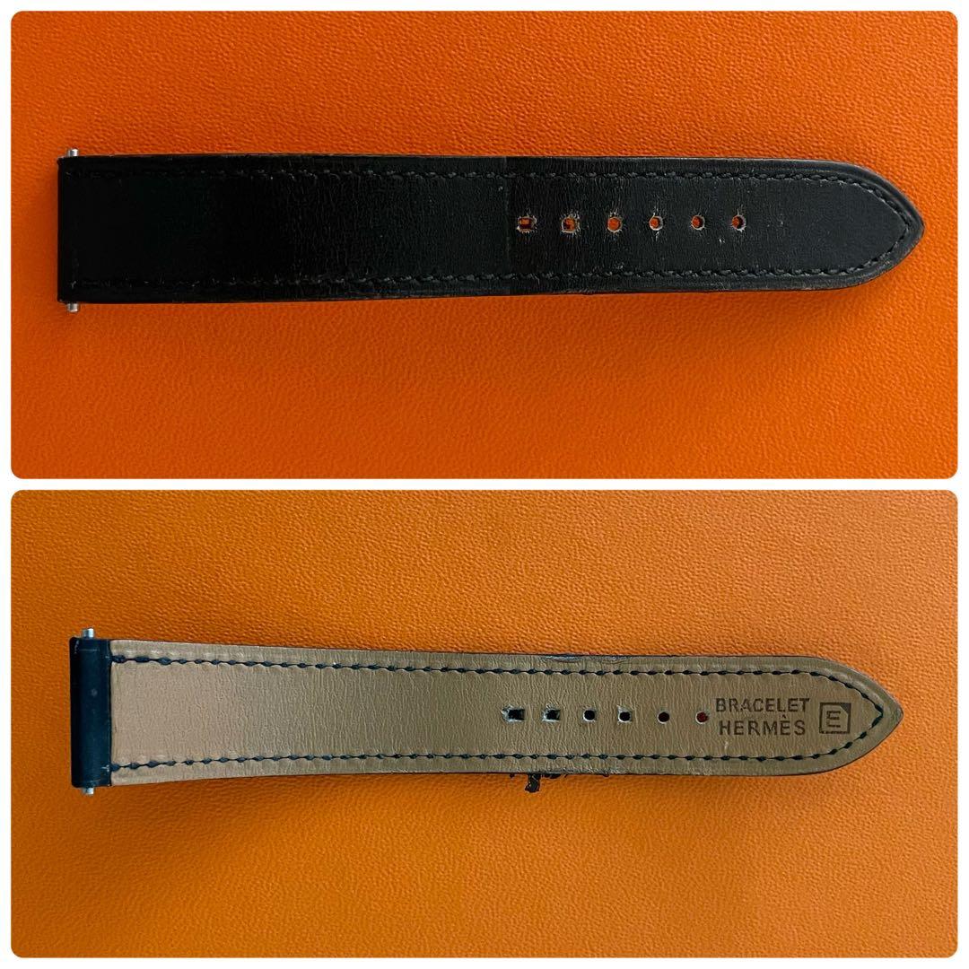 HERMES エルメス　腕時計　純正　ベルト　17mm用　ブラック　レザー □E