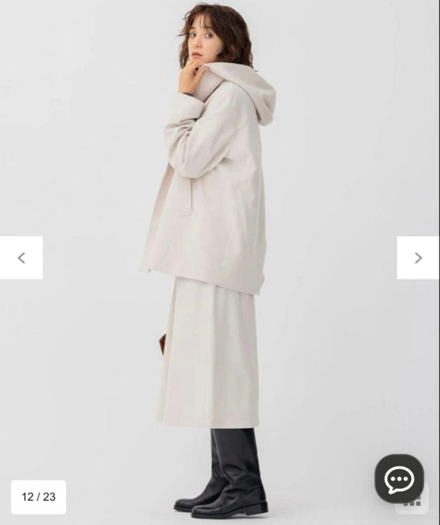 タグ付き！23区　ウールカシミヤビーバー フード付ショートコート　Lサイズ