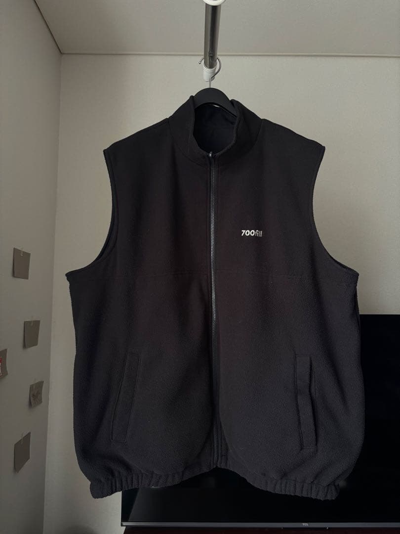 極美品 700fillリバーシブル フリース ベスト ブラック