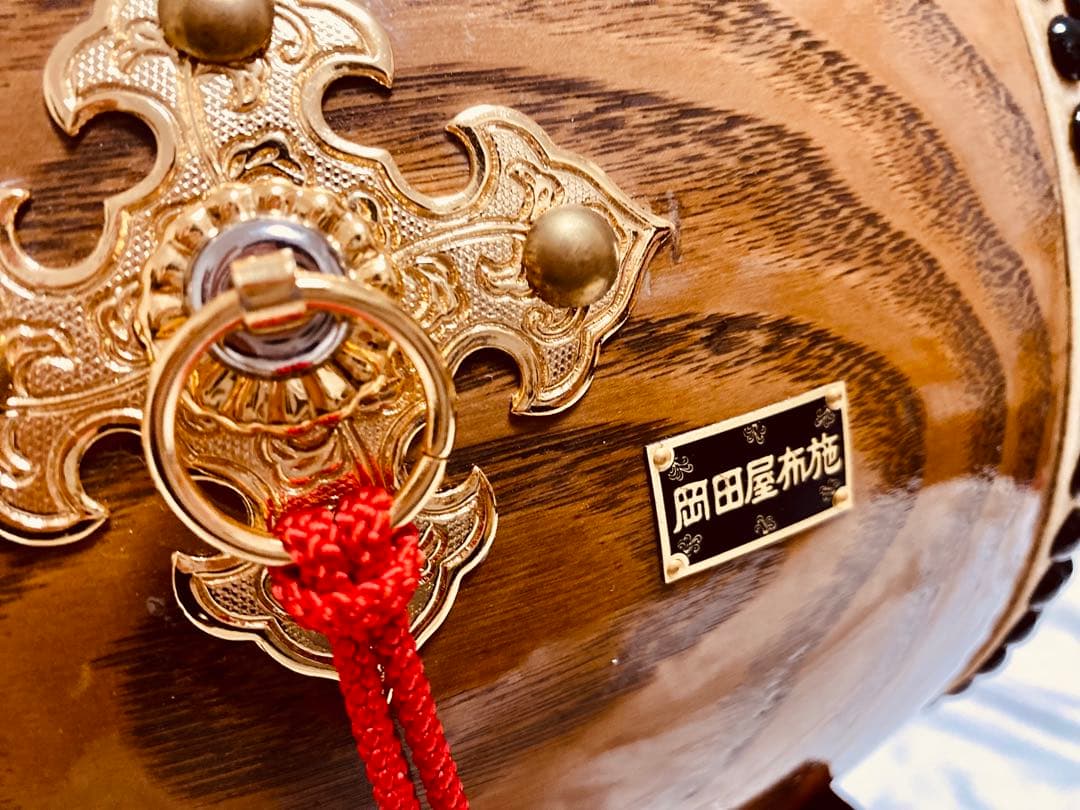 【岡田屋布施】中型和太鼓 木製バチ&スタンド付き