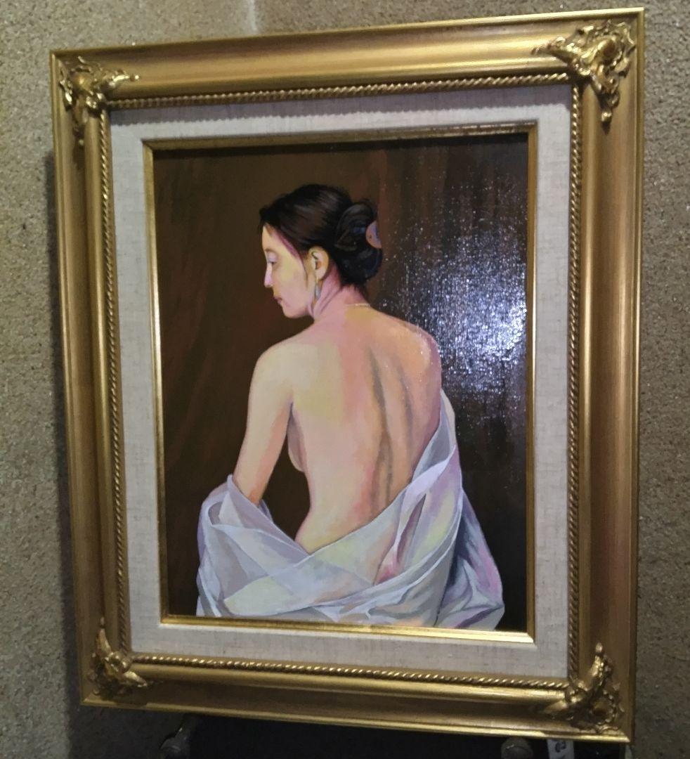 森本草介、絵画、美人画、油彩６号、裸婦、Nude.Woman新品高級額縁、肉筆。