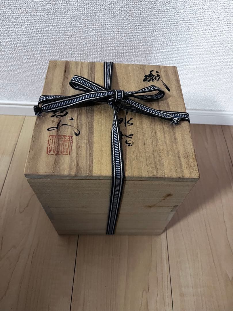 送料込 茶道具 水指 美濃焼 織部 松本鉄山 共箱入り