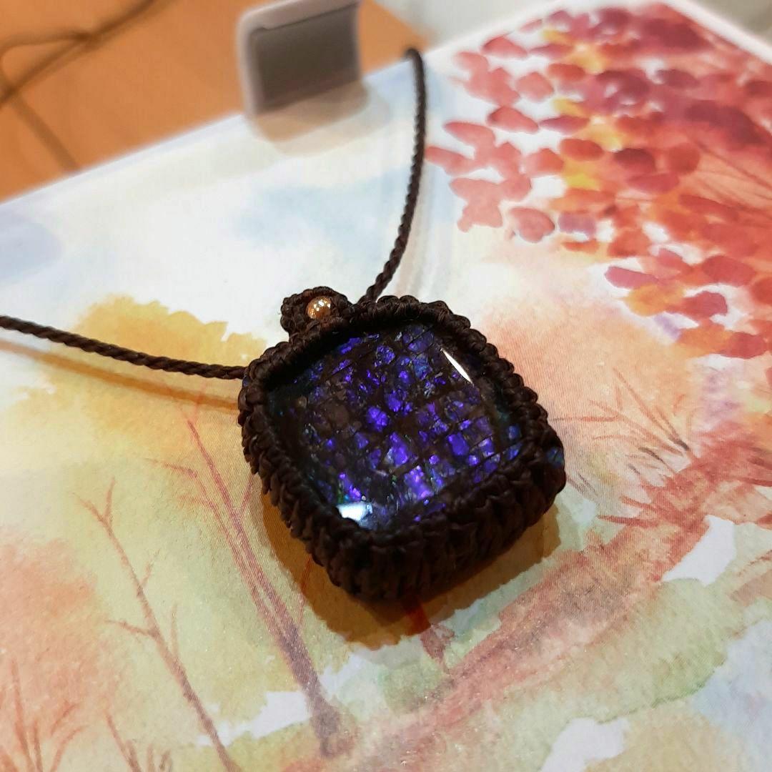 バイキンマン様　アンモライト　マクラメ　ネックレス　ペンダント