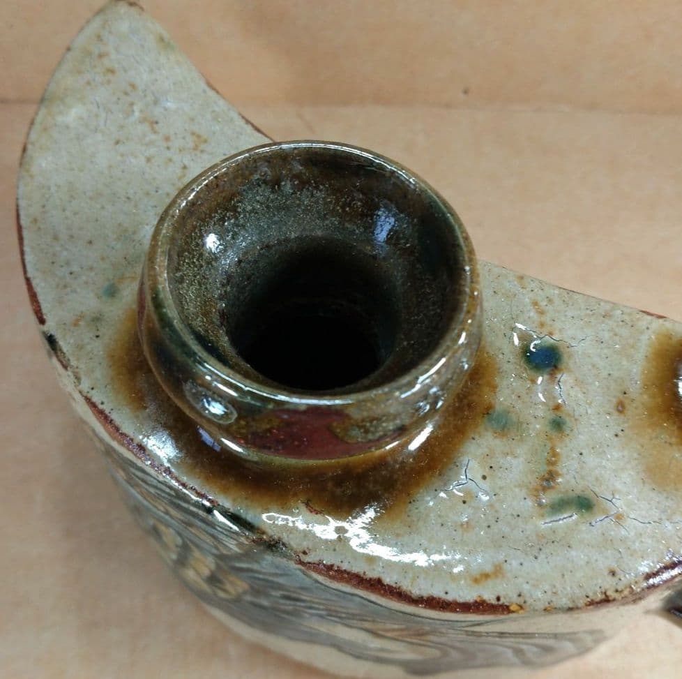 【本物保証】金城次郎 魚紋抱瓶 共箱 栞 壷屋焼 やちむん 人間国宝 無傷