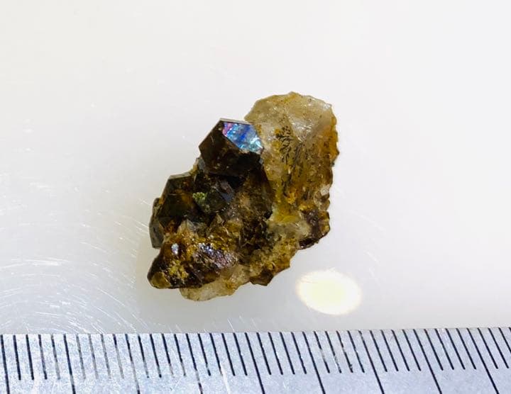 国産鉱物 レインボーガーネット 石英母岩付 採集品 コレクション放出