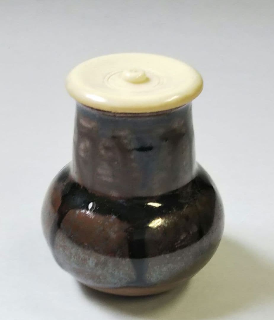 茶道具 茶入 鶴首 京焼 玉欽 造 仕服 金剛金襴 間道 西陣織