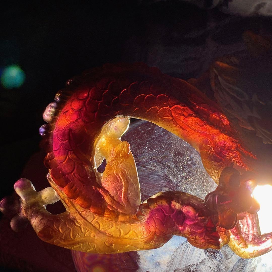 ドームフランス 本体新品同様 竜 龍 辰 ドラゴン 水晶玉 クリスタルガラス