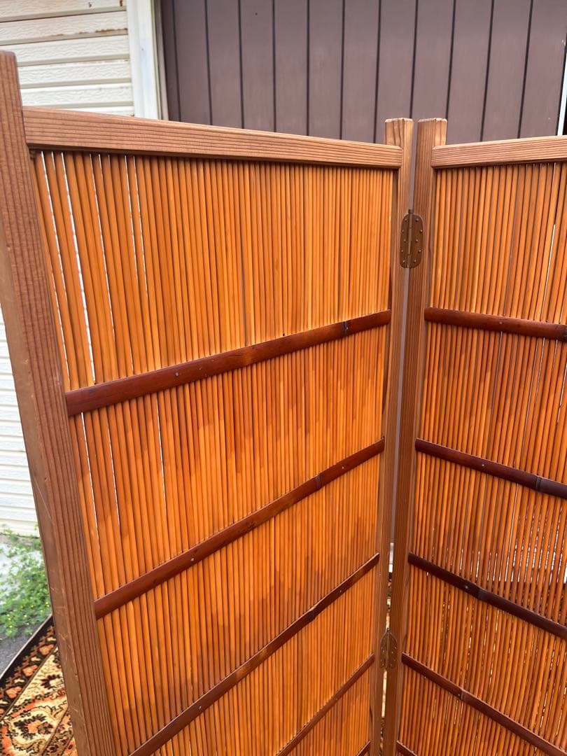 花寄屏風 4枚折 衝立 茶道具 パーテーション 目隠し インテリア 昭和レトロ