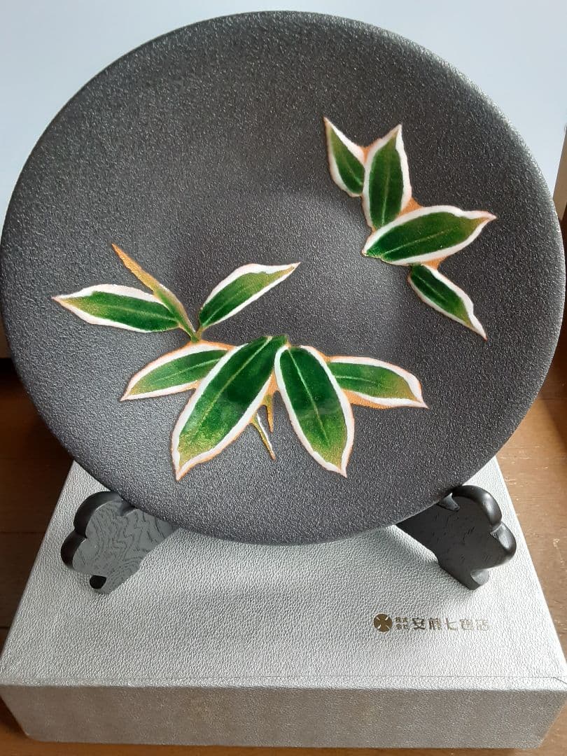 彩釉七宝笹民謡傘形皿