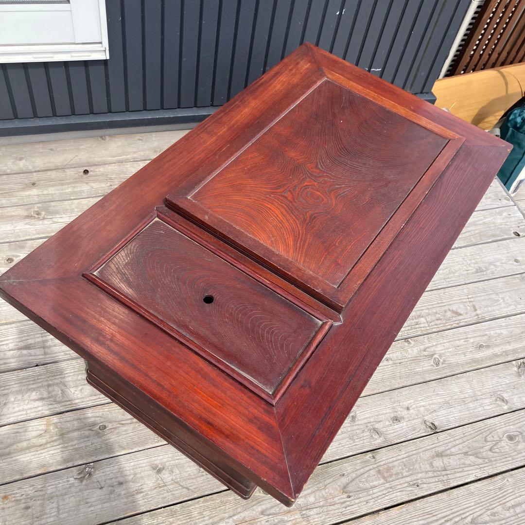 昭和レトロ 木製 長火鉢 3杯 引き出し収納付き 火鉢 五徳付き 囲炉裏 古家具