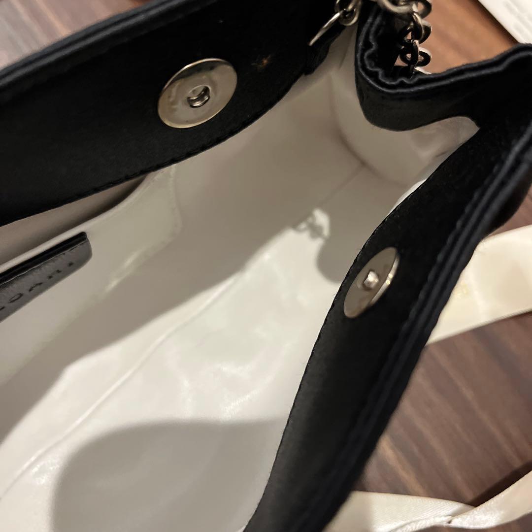 BVLGARI ブルガリ　ブラック サテン パーティーバッグ