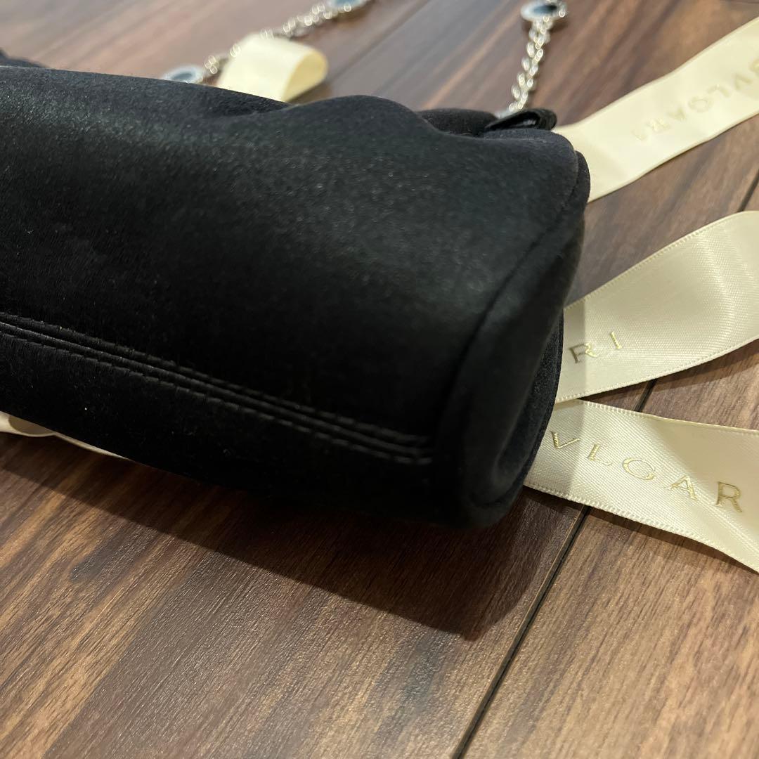 BVLGARI ブルガリ　ブラック サテン パーティーバッグ