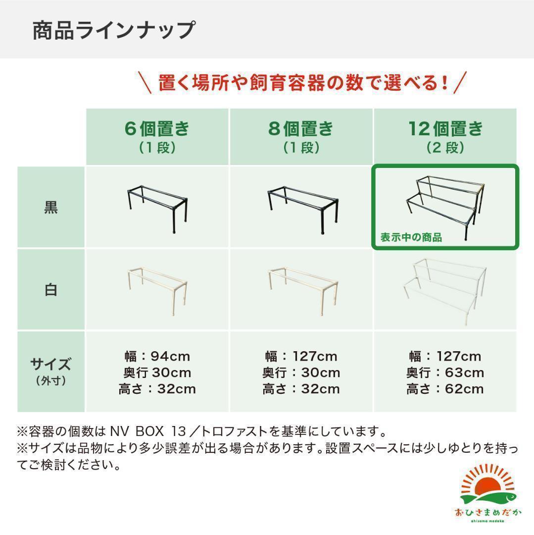★メダカ飼育ラック黒2段12個置き★ めだか飼育棚NVBOXビオトープdag