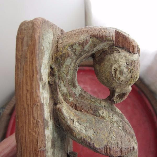 19世紀　インドの古い木彫　オウム　蛇　アンティーク