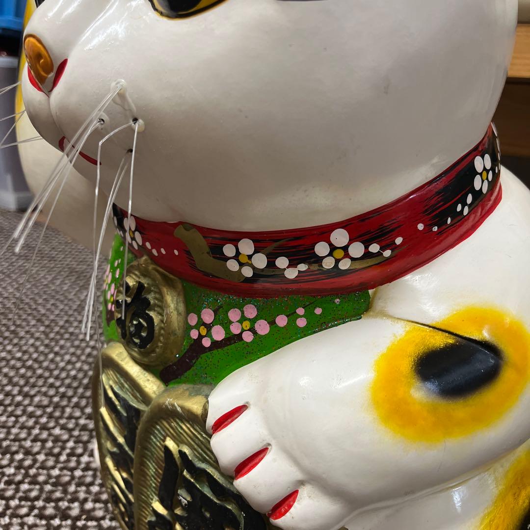 陶器製 縁起担ぎに❣️招き猫 幸運を呼ぶ置物　常滑焼　BIGサイズ　右手上げ