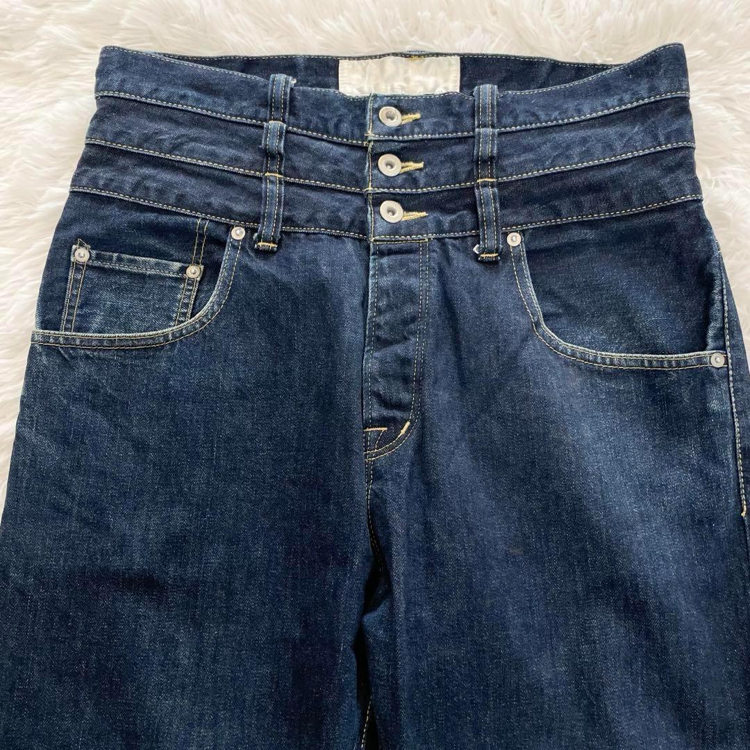 ガンリュウ　サルエルパンツ・デニム・ジーンズ・12AW・製品洗い加工・3連ベルト