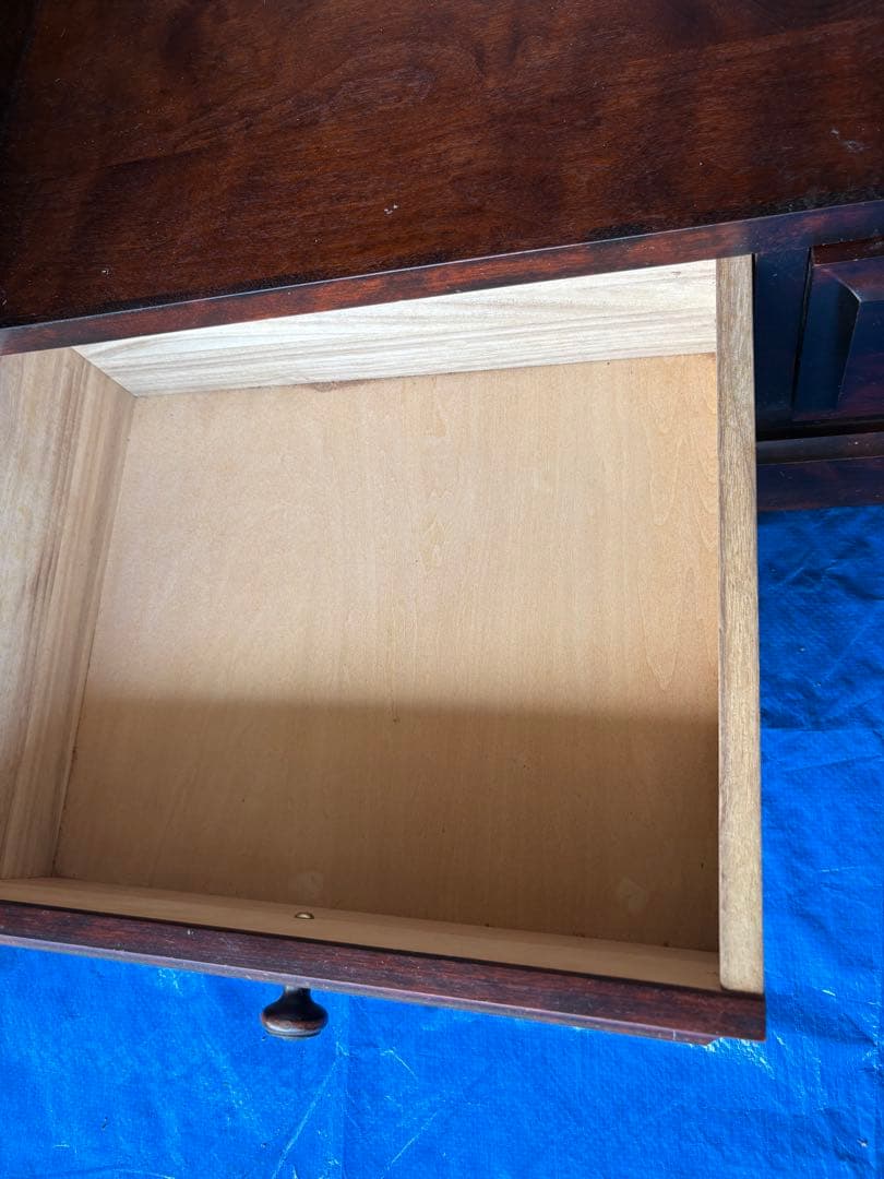 【木製ガラスキャビネット】レトロ収納棚／ガラス扉＆引き出し付き