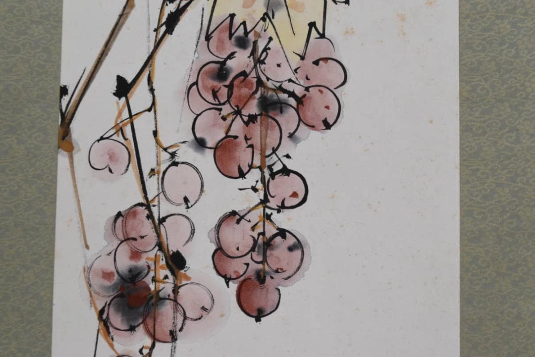 【真作】佐野五風/葡萄図/ブドウ図/掛軸/名家伝来/AA-811