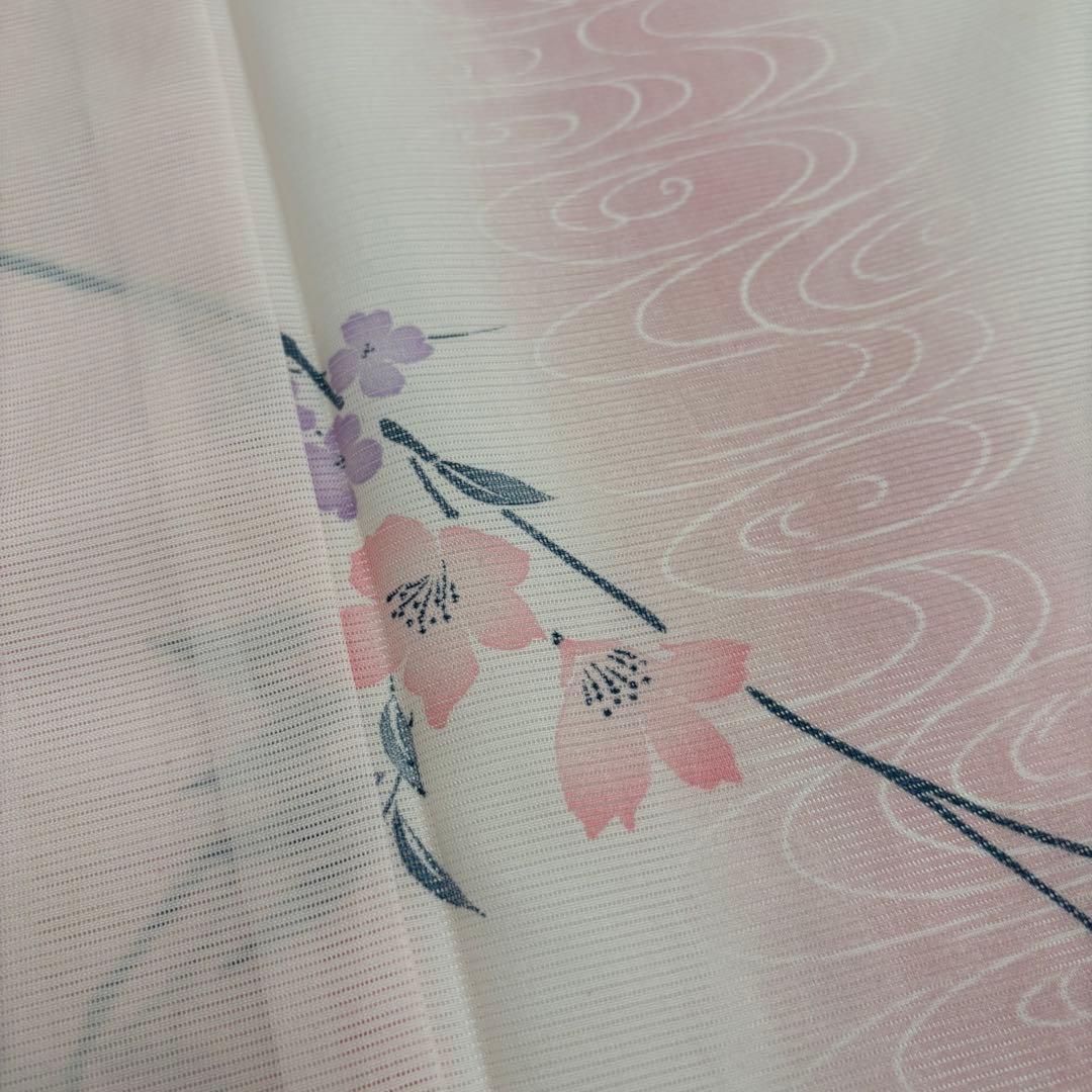 希少品 夏着物 夏振袖 裄67 小紋 絽 涼しげ 盛夏着物 化繊 AK-7585