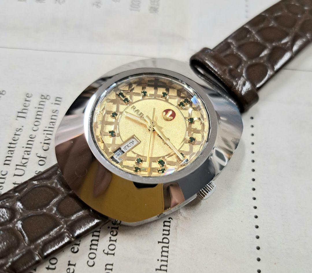 美品 RADO 自動巻き 腕時計 ゴールド 未使用純正ベルト付き