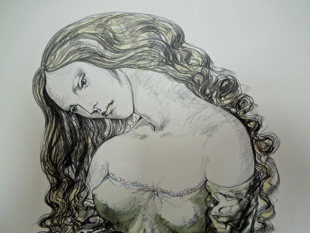 真作　130万円　君代コレクション　藤田嗣治　母と娘　直筆サイン　ブイッソン証明