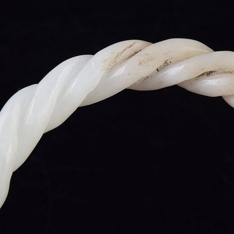 中国　玉石白玉彫刻　玉器　環　装飾品　C　8708E