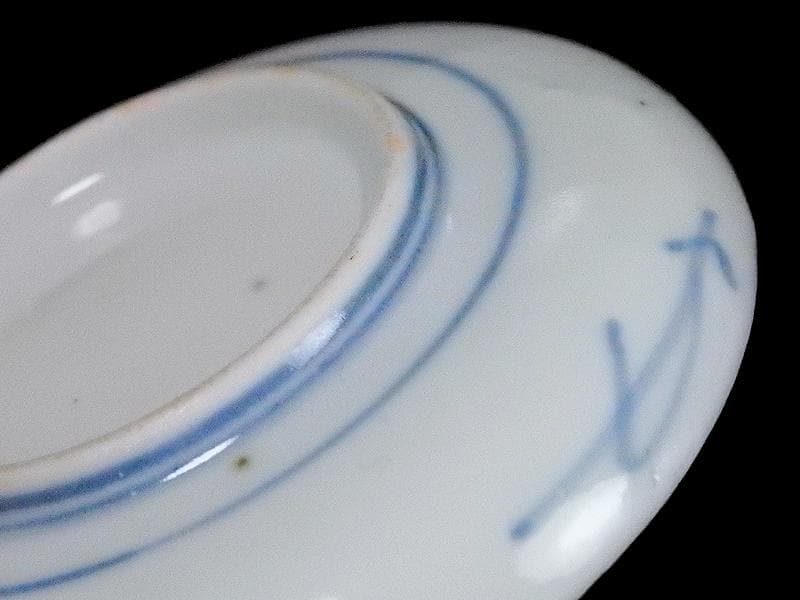 古伊万里　染付　平角繋ぎに五弁花の図　豆皿　A879AS-BWo