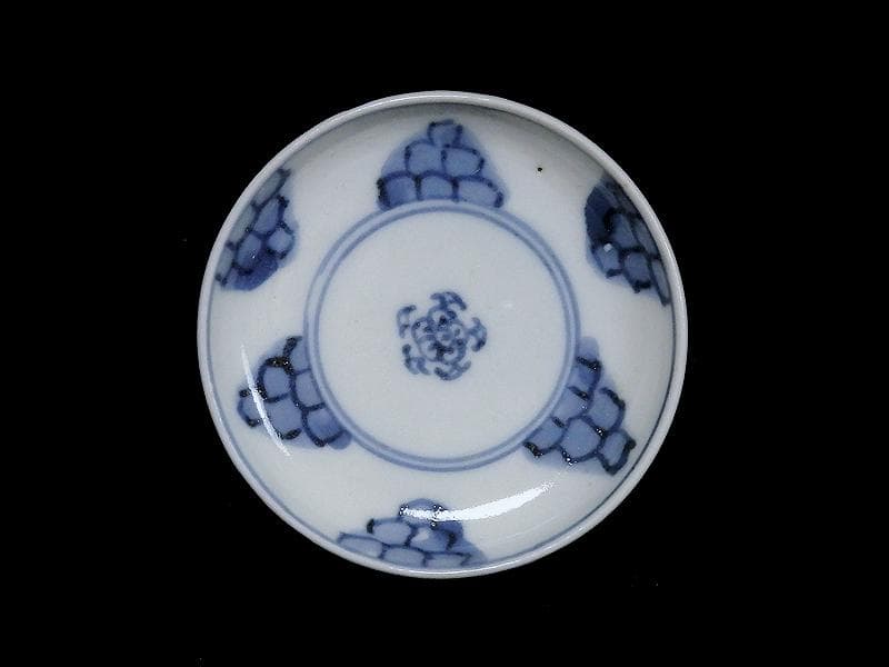 古伊万里　染付　平角繋ぎに五弁花の図　豆皿　A879AS-BWo