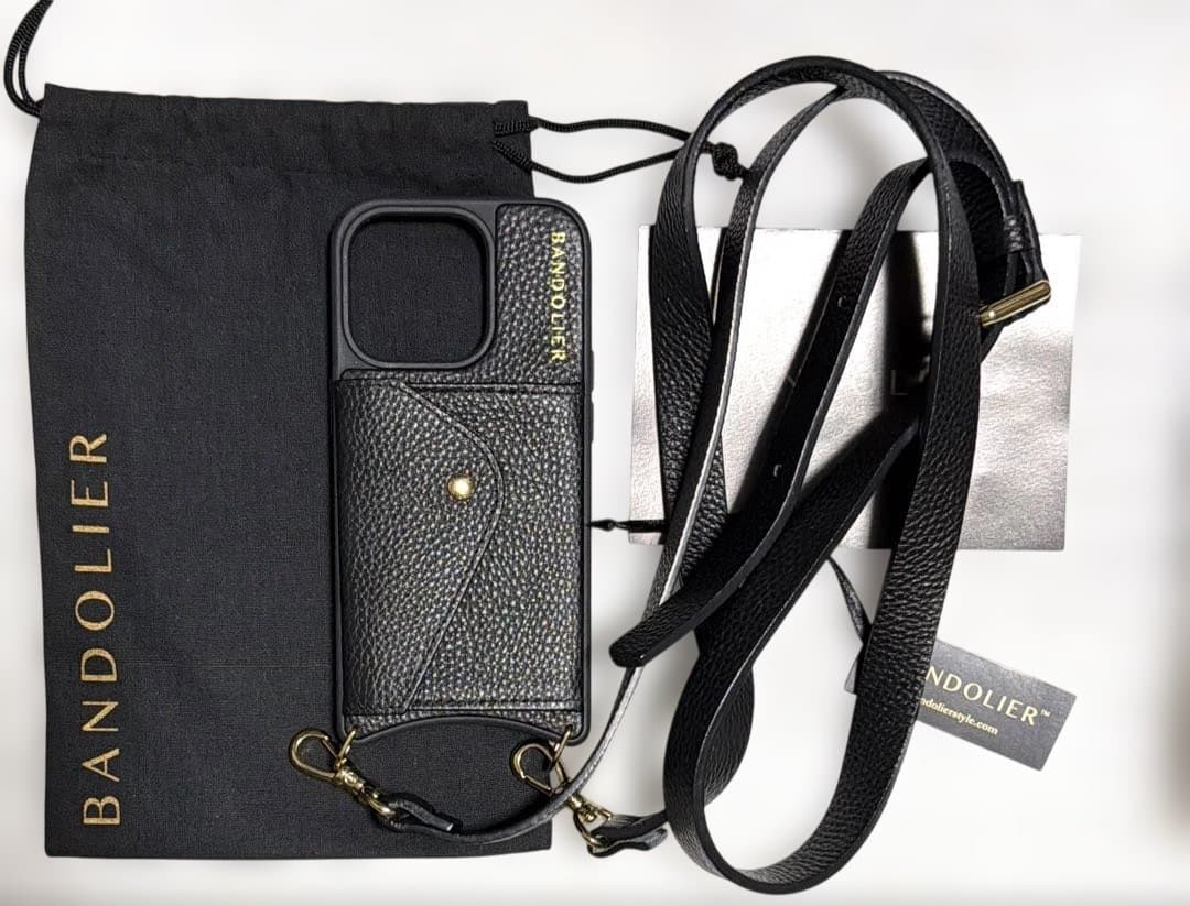 正規品バンドリヤー スマホケースストラップ iPhone15Pro ヘイリー　黒