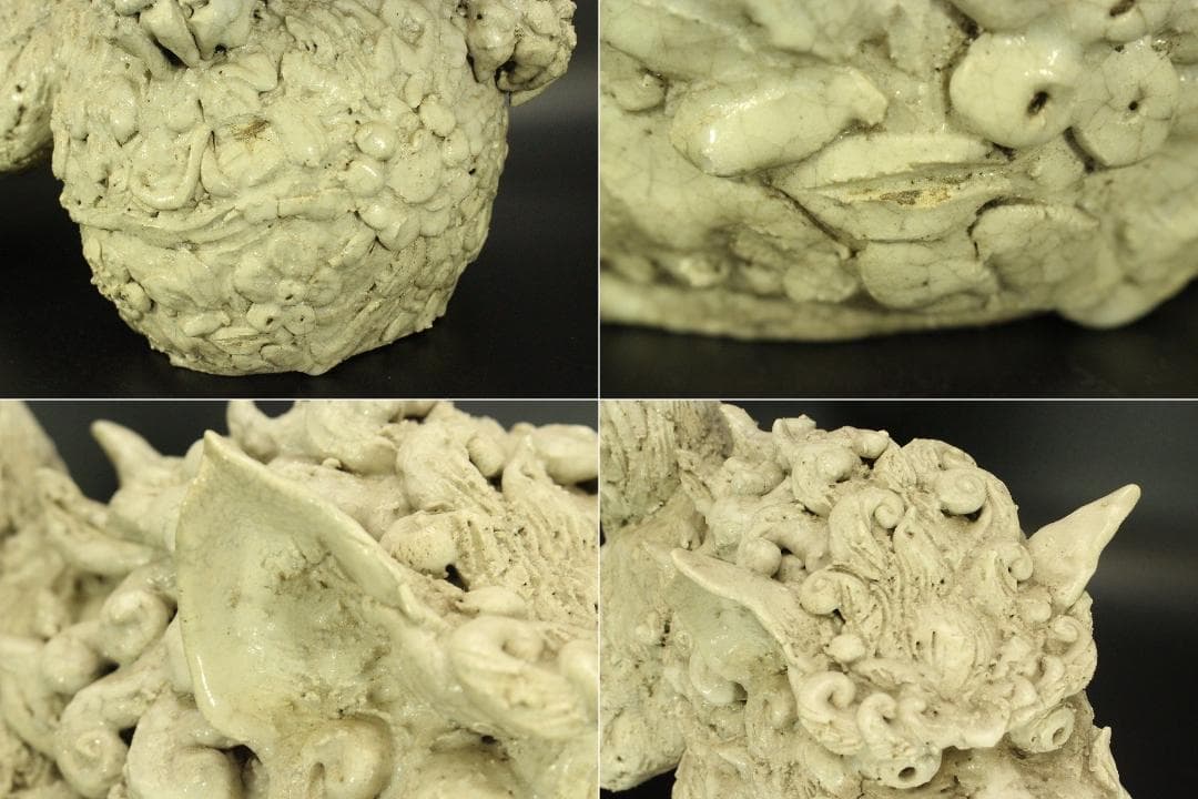 古美術 古萩 獅子 置物 時代物(A676)